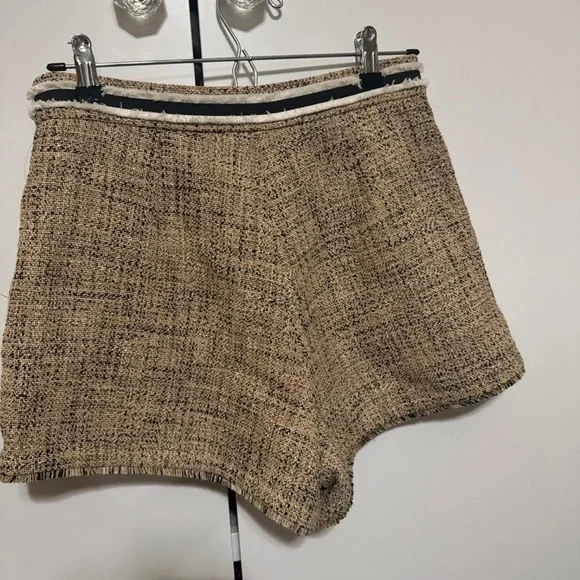 Sandro Tan Tweed High Waist Shorts - Picture 3 of 4